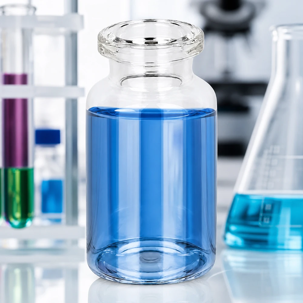Kleine Glasflasche 10ml für Injektionszwecke mit flachem Boden und standardisiertem Verschlussrand