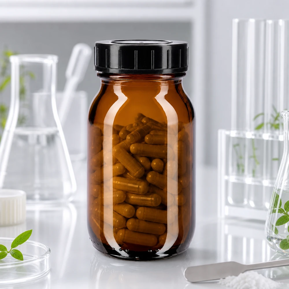 100ml Weithalsflasche Braunglas mit Schraubdeckel Pharmazeutische Weithalsflasche 100ml aus getöntem Glas für professionelle Lagerung