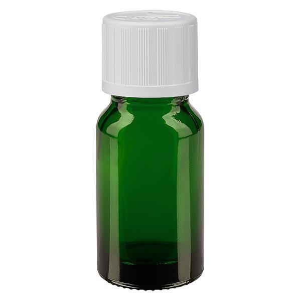 Apothekenflasche grün 10ml Schraubverschluss weiß Kindersicherung Apothekenflasche grün 10ml Schraubverschluss weiß Kindersicherung