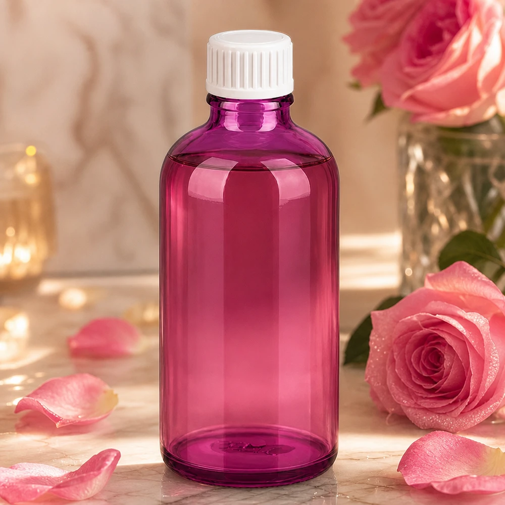 100ml (Globuli)Flasche 3mm Giessring weiß Standard PurpleLine. UT18/100 100ml Apothekerflasche aus violettem Glas mit kindersicherem Verschluss UT18