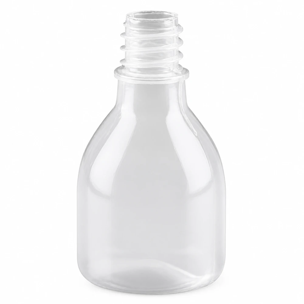 Leere 20ml Laborflasche aus klarem Plastik mit Enghals für chemische und medizinische Anwendungen