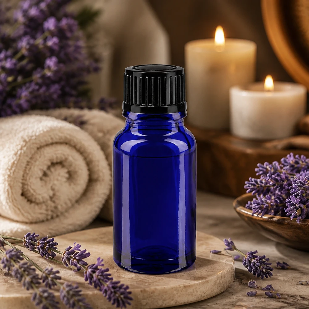 Kleine Tropfflasche blau 10ml STD Apothekerglas mit 1mm Präzisionsöffnung