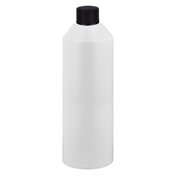Apothekenflasche HDPE 250ml weiß, mit schwarz Schraubverschluss Apothekenflasche HDPE 250ml weiß, mit schwarz Schraubverschluss