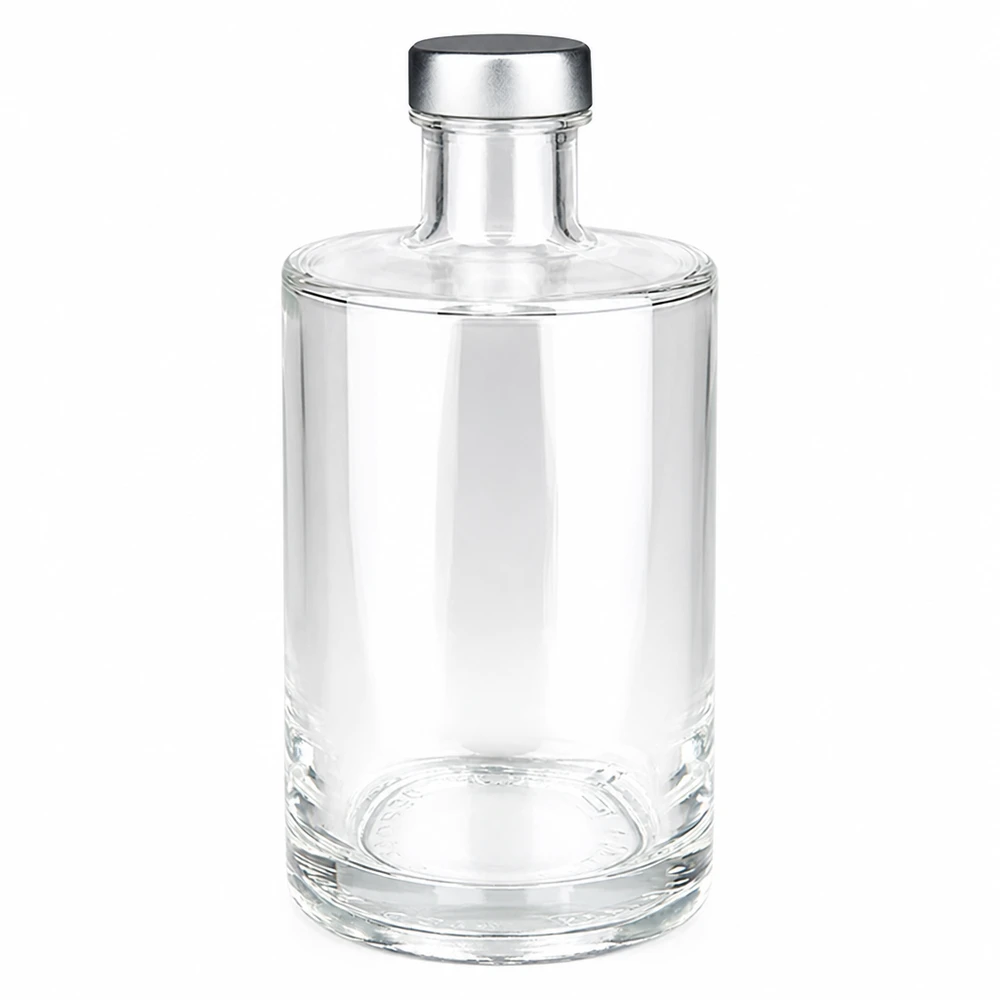 375ml Glasflasche "Sam" + Schraubverschluss silber UNiTWIST 375ml Glasflasche Sam mit silbernem Schraubverschluss UNiTWIST - leere transparente Spirituosenflasche