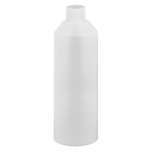 Apothekenflasche HDPE 250ml weiß, mit weißem Schraubverschluss