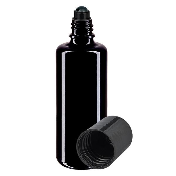 Apothekenflasche violett 50ml Roll-On Verschluss schwarz Apothekenflasche violett 50ml Roll-On Verschluss schwarz