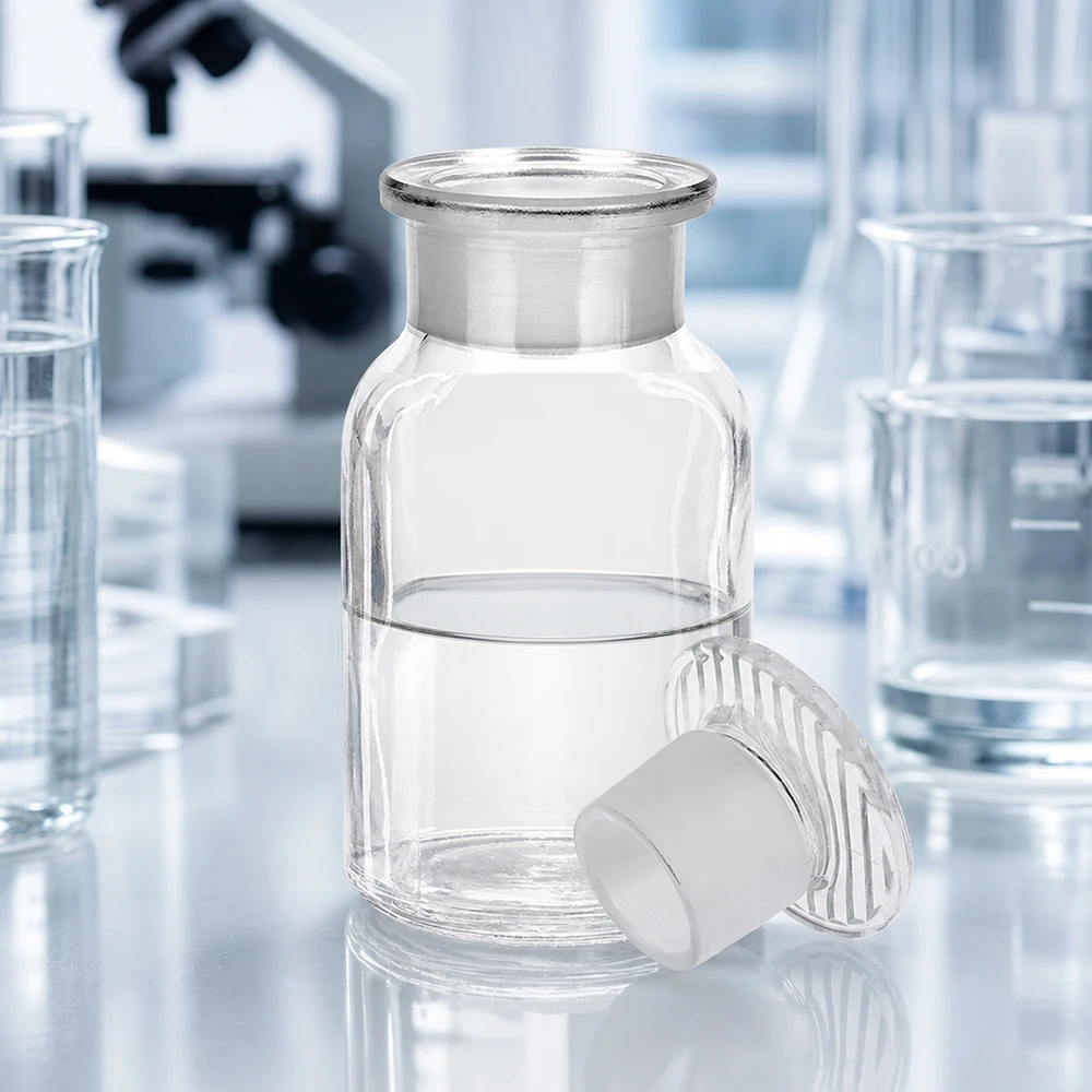 100ml Reagenzflasche Weithals klar mit geschliffenem Glasstopfen für Chemikalienaufbewahrung