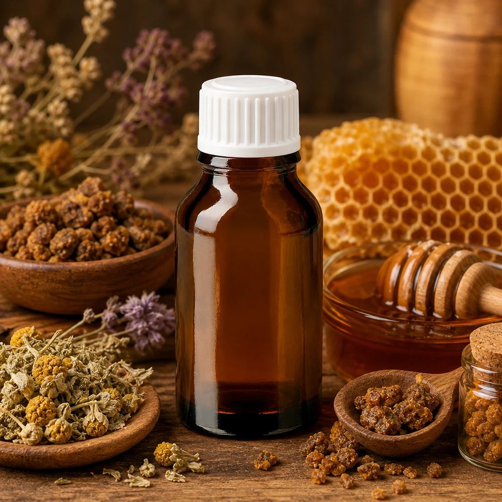 30ml Braunglas Flasche weißer Schraubdeckel für Naturheilkunde Propolis Extrakt und Bienenprodukte