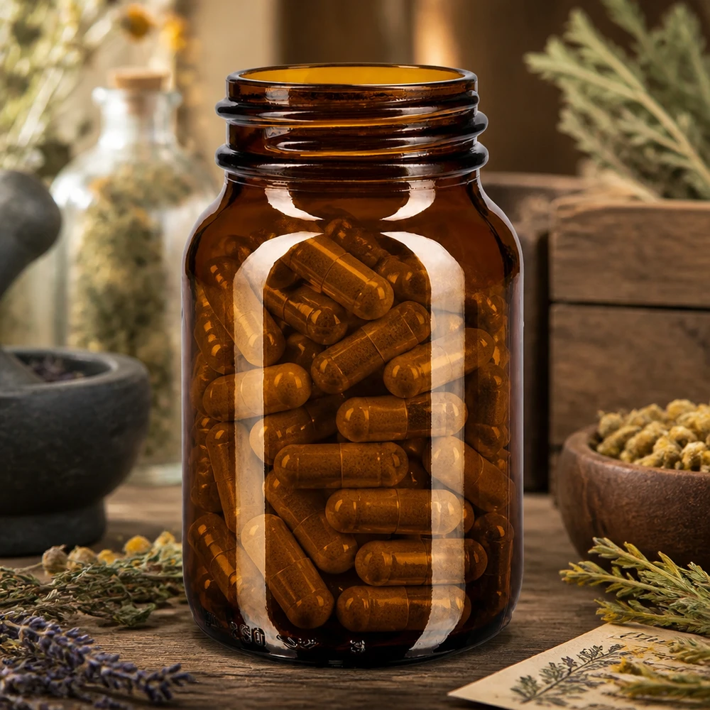 250ml Weithalsflasche Braunglas Lichtschutzflasche 250ml braunes Glas weite Öffnung für einfache Entnahme von Kapseln