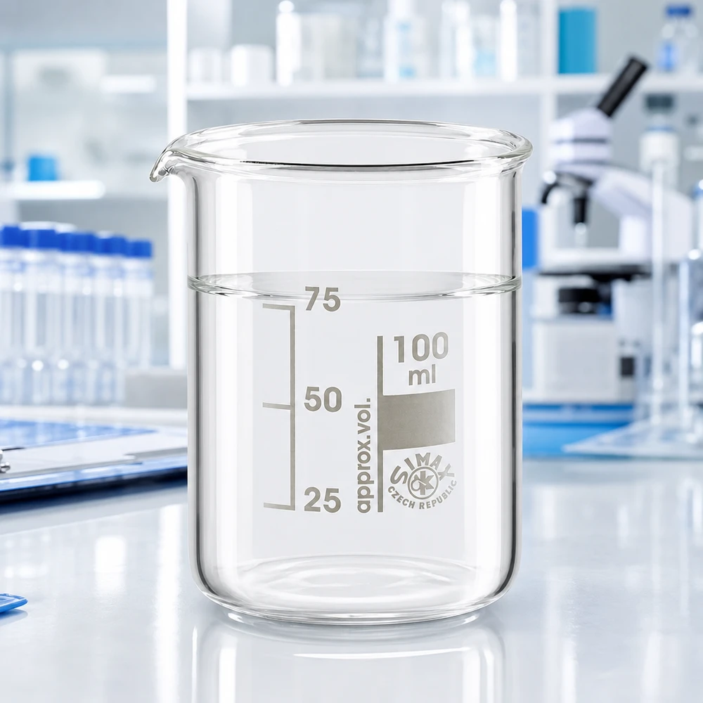Becherglas 100ml Borosilikatglas, niedrige Form Professionelles Messbecherglas 100ml niedrige Form mit deutlicher Skalierung bis 100ml
