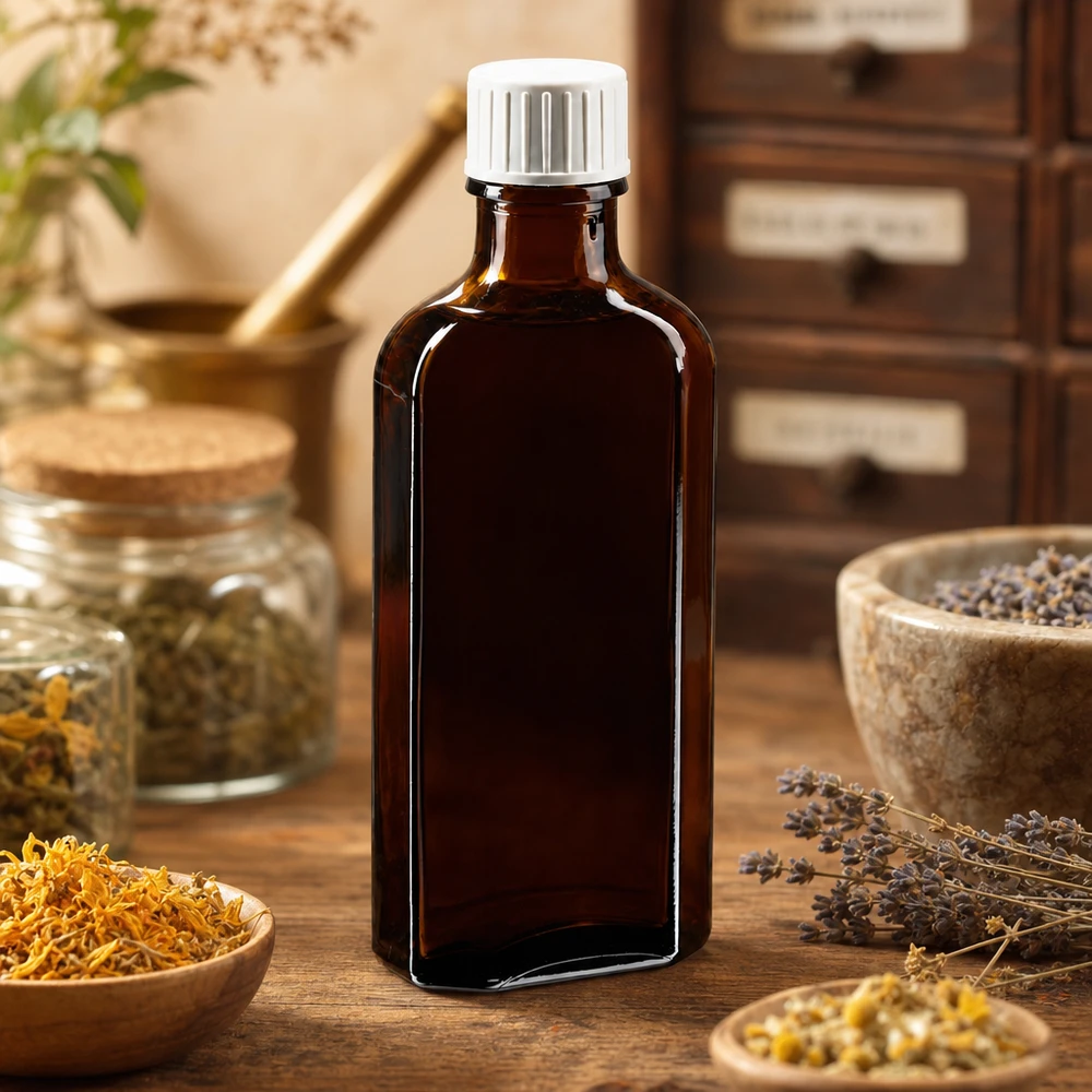 Meplat Apothekerflasche 100 ml braun mit kindersicherem Schraubverschluss und Dosierhilfe