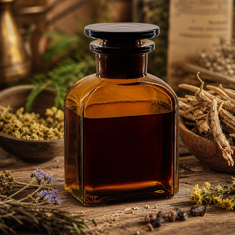 Hochwertige Braunglasflasche 150ml Vierkant mit Weithals-Stopfen für Aromaöle und Naturkosmetik
