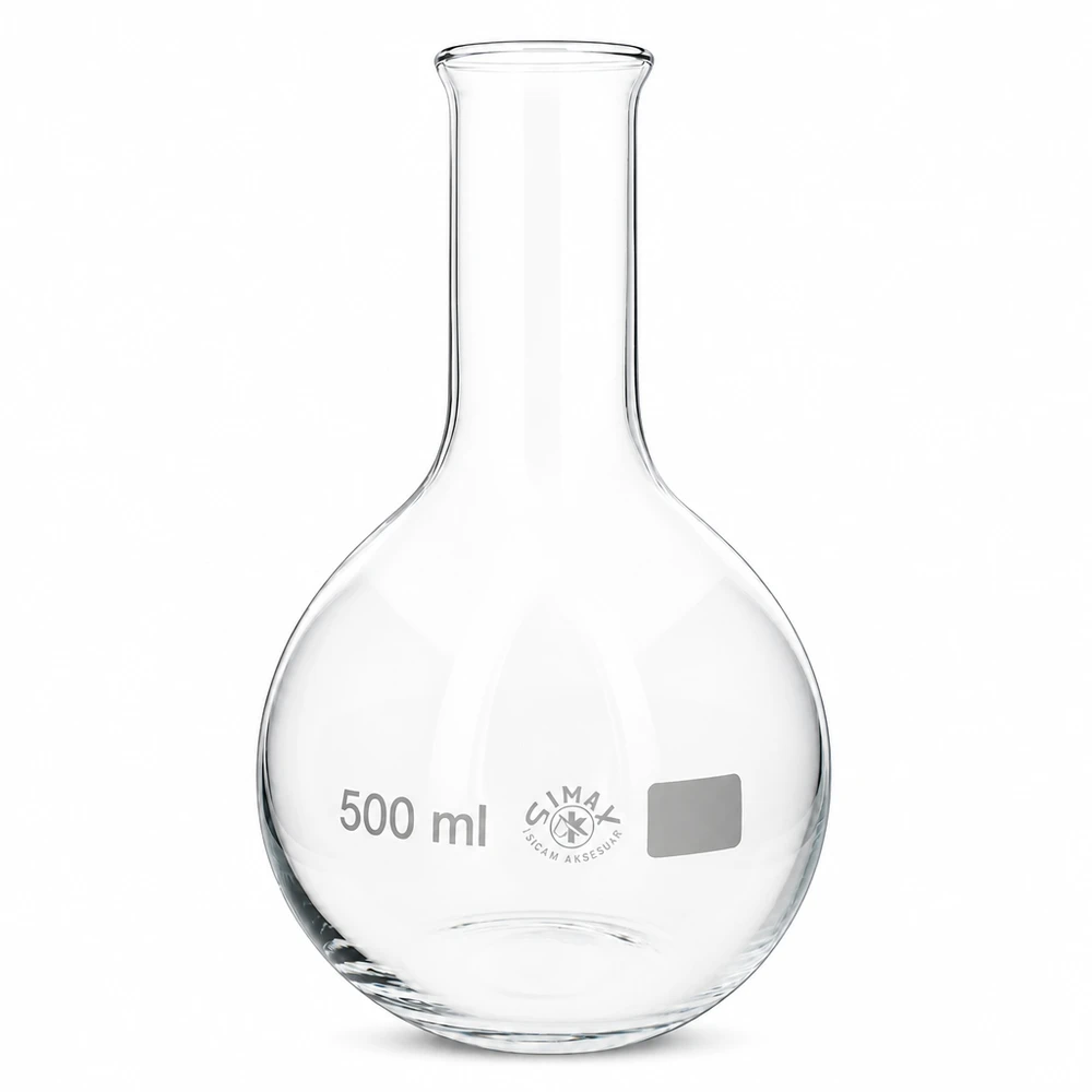 Stehkolben 500ml Enghals Kolben 500ml Enghals mit bauchiger Form ideal für Reaktionen und Mischvorgänge