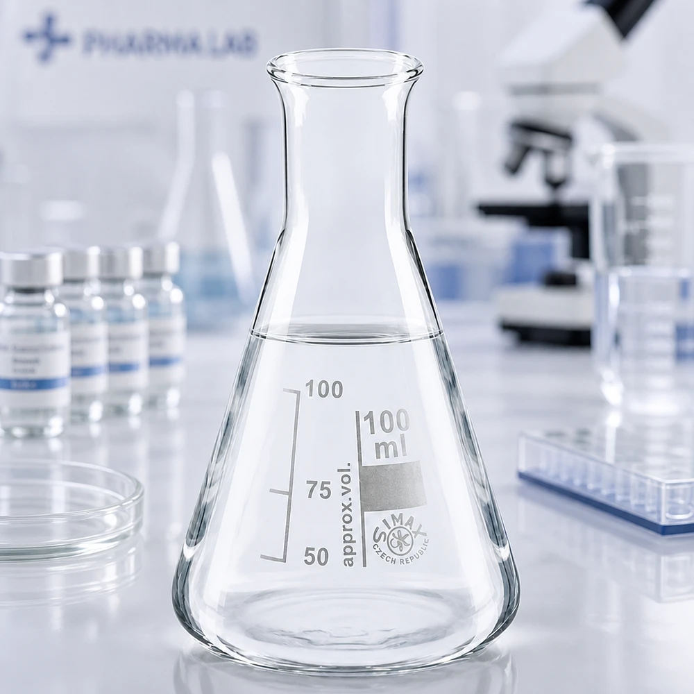 Professioneller Erlenmeyerkolben 100ml Enghals aus Laborglas für Titration und Synthese
