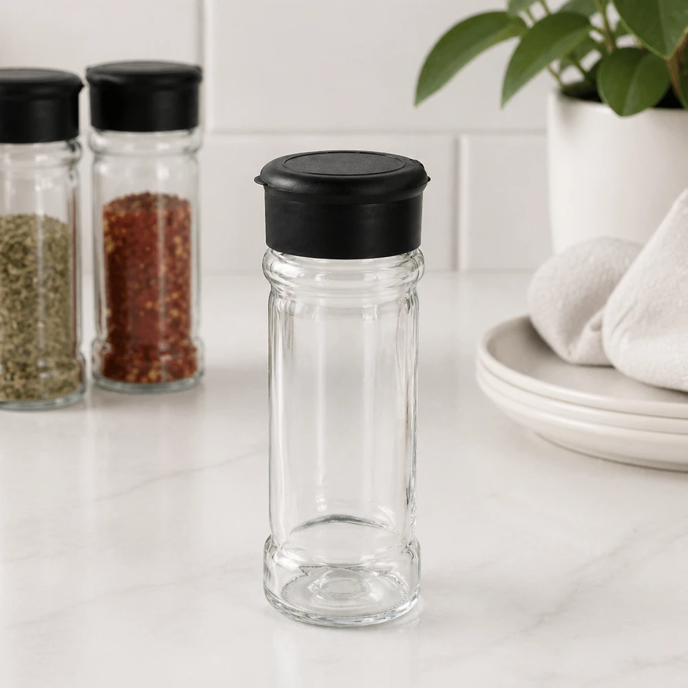 Salz-/Gewürzglas 100ml mit Streuer schwarz