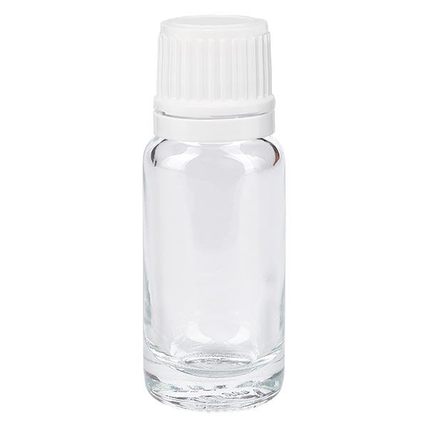 Apothekenflasche klar 10ml Schraubverschluss weiß Originalitätsverschluss Apothekenflasche klar 10ml Schraubverschluss weiß Originalitätsverschluss