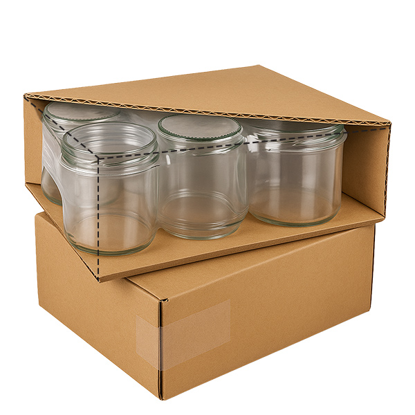 230ml Sturzglas Set Versandverpackung Karton BasicSeal schwarz Deckel stapelbar Großpackung Vorratsgläser Lieferung