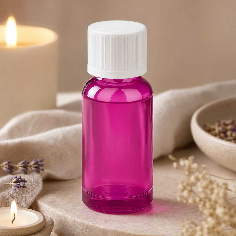 20ml Flasche 11mm Schraubverschluss weiß Standard Kindersicher PurpleLine UT18/20 20ml Flasche in stylischem Purple Line Design mit UV-Schutz für lichtempfindliche Produkte