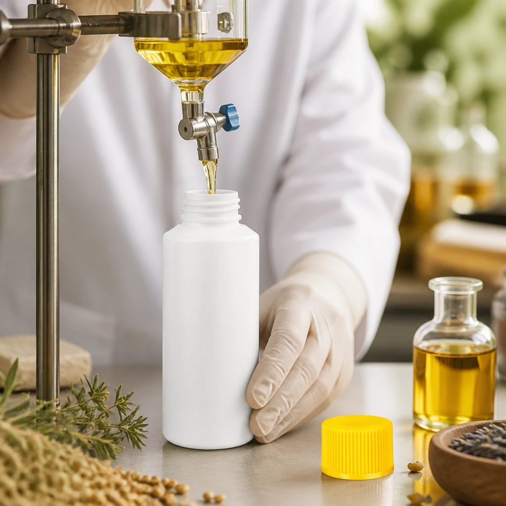 Lebensmittelechte HDPE Flasche 30ml weiß mit gelbem SV für pharmazeutische Anwendungen