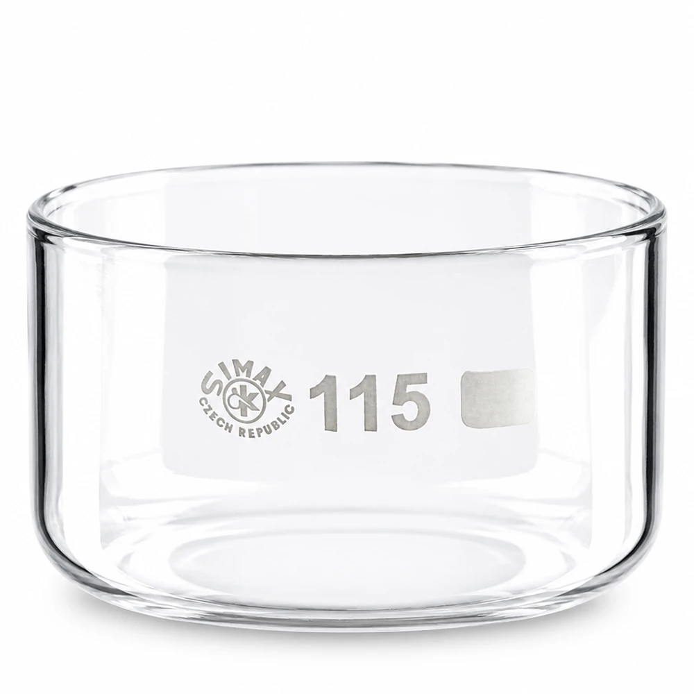 Transparente Glasschale 500ml zylindrische Form flacher Boden Laborbedarf SIMAX Czech Republic