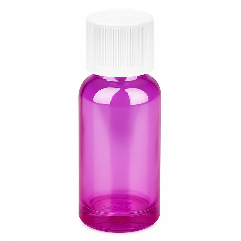 20ml Flasche 11mm Schraubverschluss weiß Standard Kindersicher PurpleLine UT18/20 Kompakte 20ml Flasche aus hochwertigem Glas in elegantem Lila für Labor und Apotheke