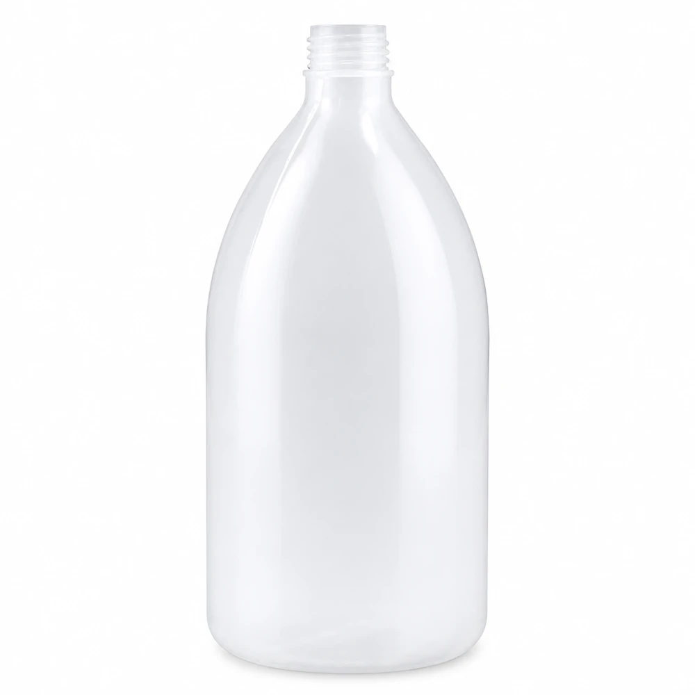 Große Enghals Laborflasche oval 1000ml aus lebensmittelechtem Kunststoff