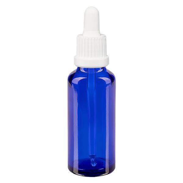 Apothekenflasche blau 30ml Pipette weiß Originalitätsverschluss Apothekenflasche blau 30ml Pipette weiß Originalitätsverschluss
