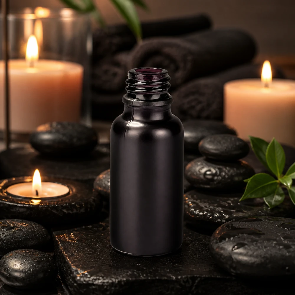 20ml Apothekerflasche BlackLine UT18/20 UNiTWIST Lichtschutzflasche 20ml BlackLine aus undurchsichtigem schwarzem Glas für lichtempfindliche Substanzen