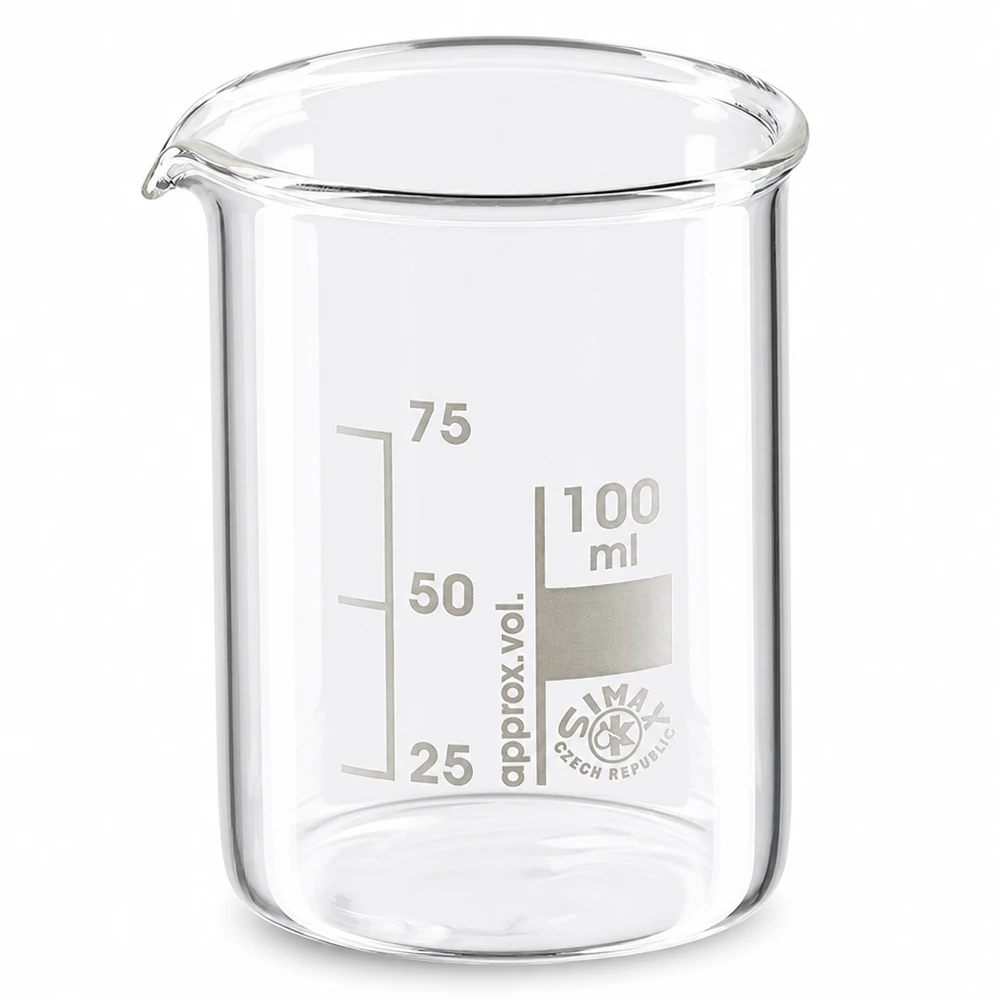 Becherglas 100ml Borosilikatglas, niedrige Form Becherglas niedrige Form 100ml für Labor und Küche aus bruchfestem Borosilikatglas