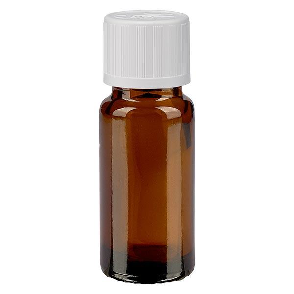 Apothekenflasche braun 10ml Schraubverschluss weiß Kindersicherung Standard Apothekenflasche braun 10ml Schraubverschluss weiß Kindersicherung Standard