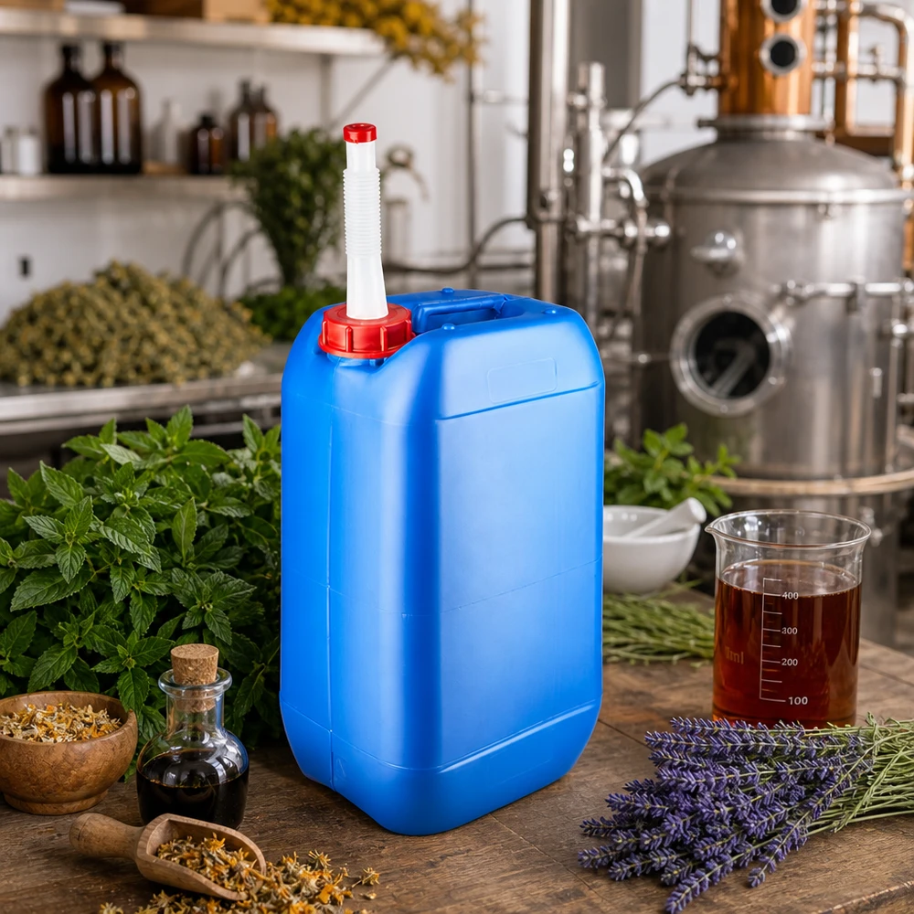 Kanister 15 Liter blau mit Auslaufrohr Flex Tragbarer 15 Liter Kanister blau mit biegsamem Einfüllrohr für ätherische Öle und Naturextrakte