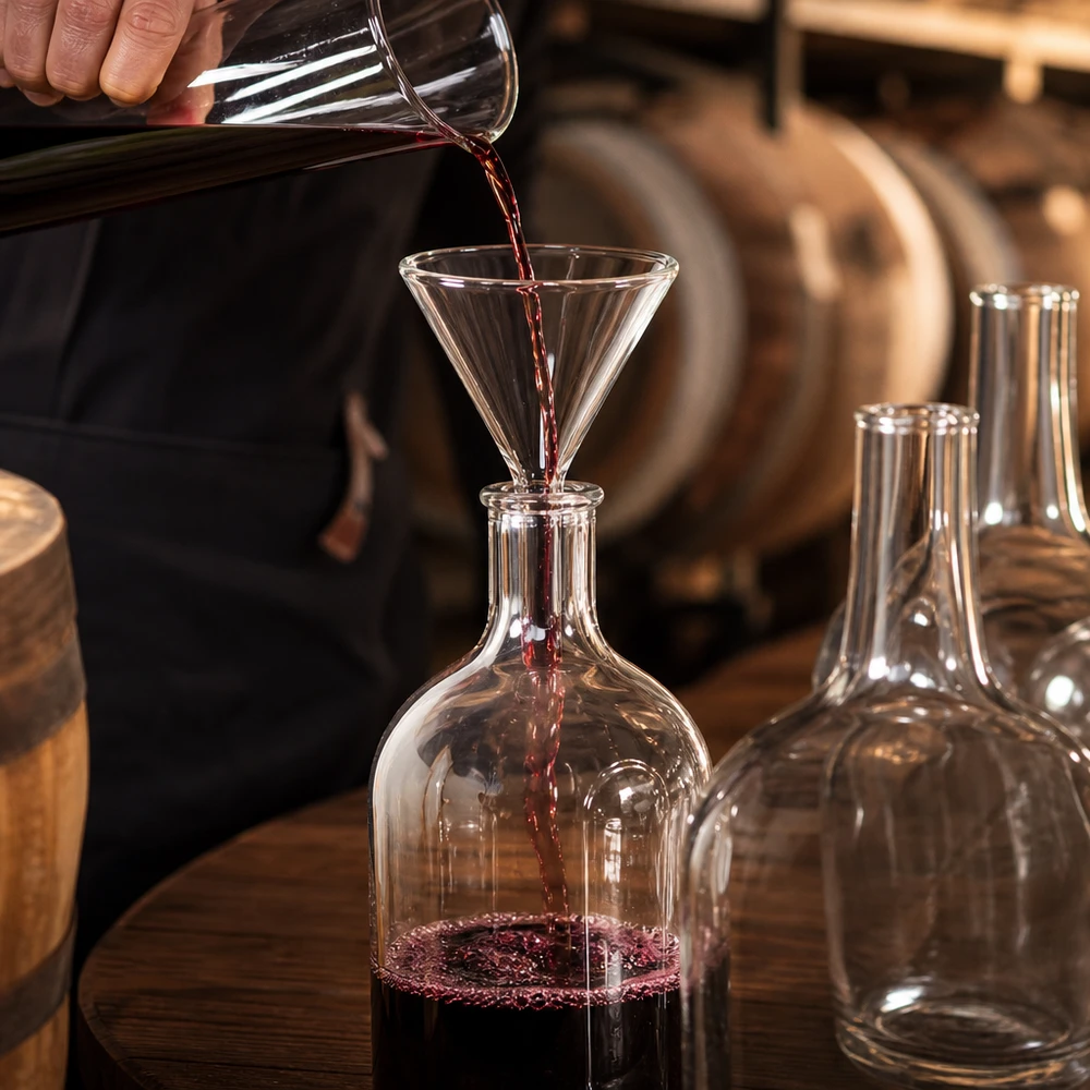 Trichter ø50mm Kalk-Soda, Winkel 60°, Kurzstil Professioneller Glastrichter für Gastronomie und Weinverkostung mit perfektem Ausguss