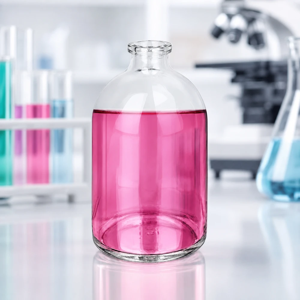 Injektionsflasche Klarglas 100ml Injektionsflasche aus Klarglas 100ml mit abgerundetem Schulterbereich und glattem Korpus