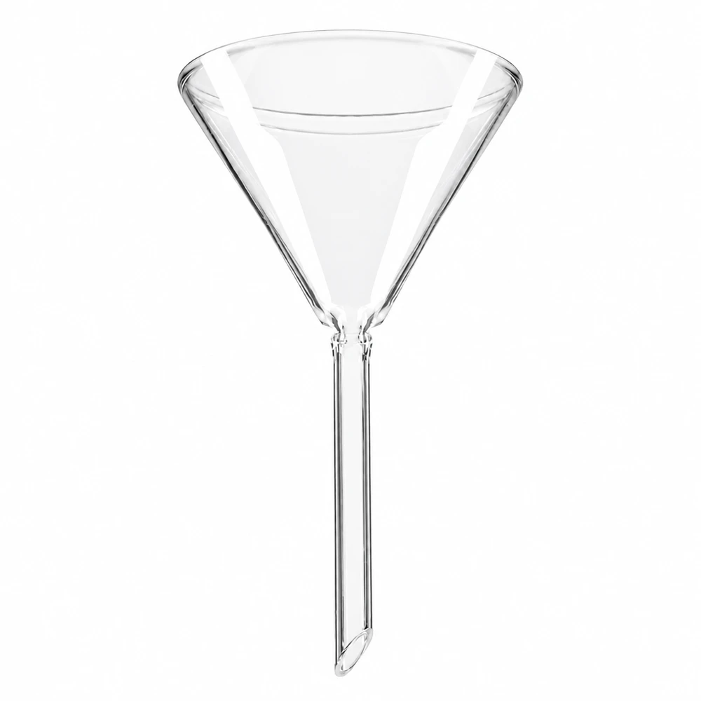 Trichter ø70mm Kalk-Soda, Winkel 60°, Kurzstil Präzisions-Glastrichter mit 60° Neigung und 70mm Durchmesser aus Kalk-Soda-Material