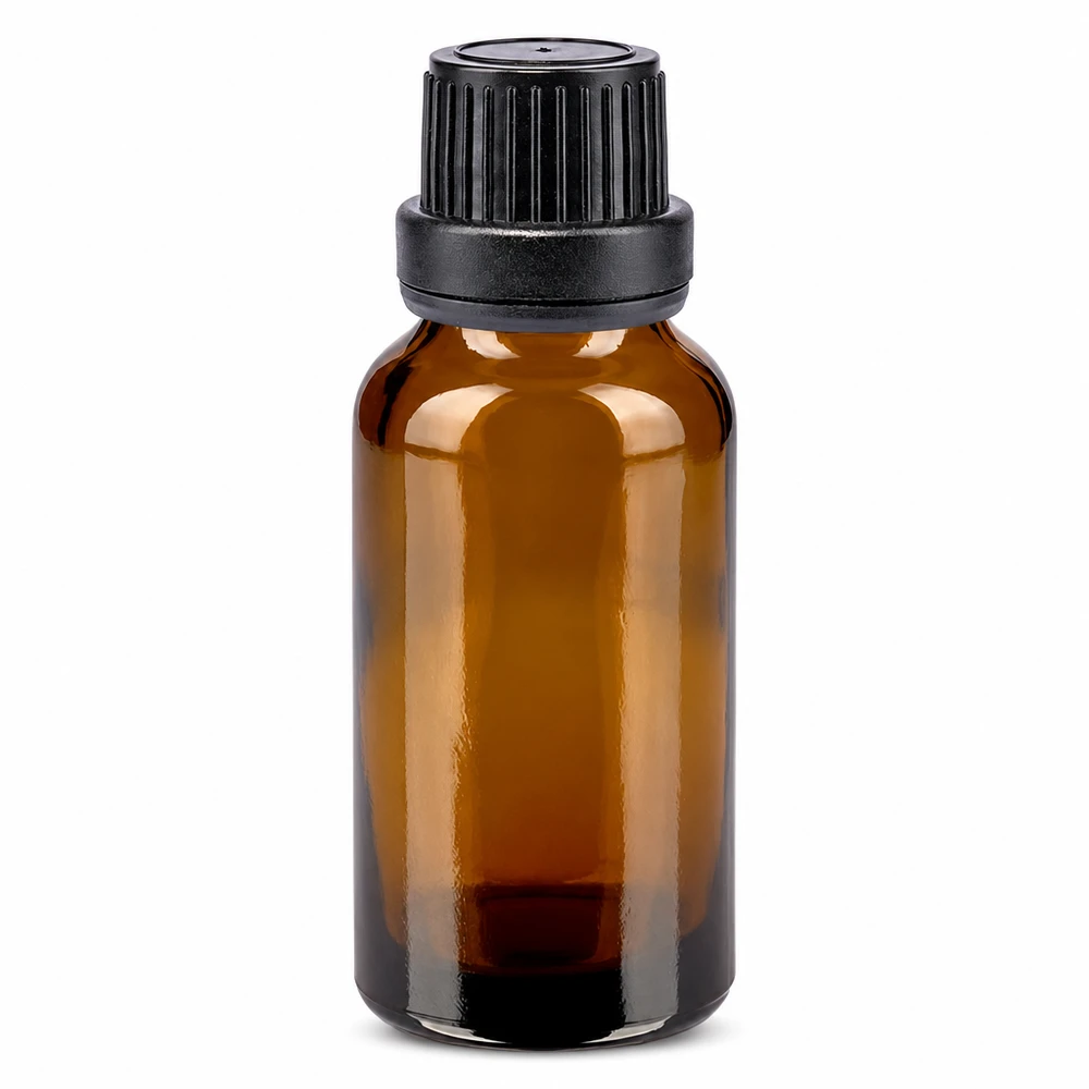 Apothekenflasche braun 20ml Schraubverschluss schwarz Dichteinlage Originalitätsverschluss Kleine braune Glasflasche 20ml mit Schraubverschluss schwarz für Apotheke und Labor