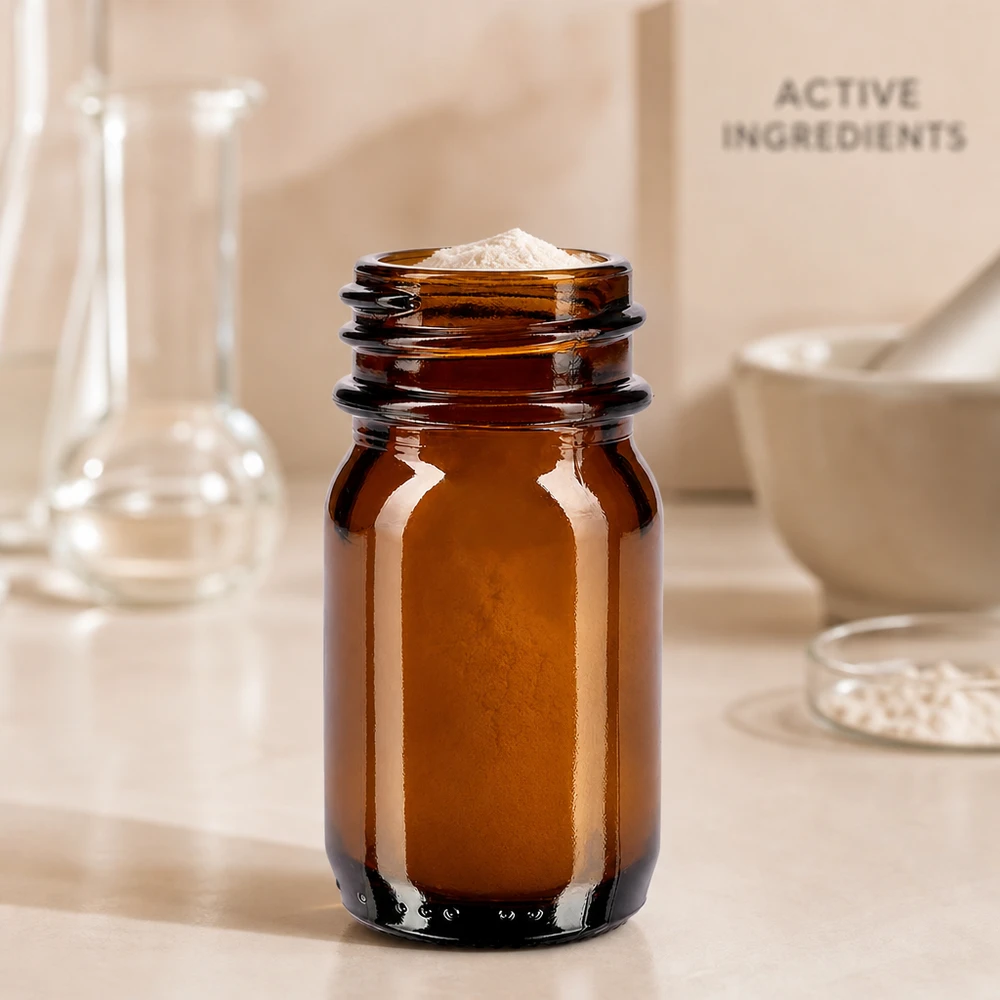 Kleine Weithalsflasche 30ml aus dunklem Glas für pharmazeutische Anwendungen