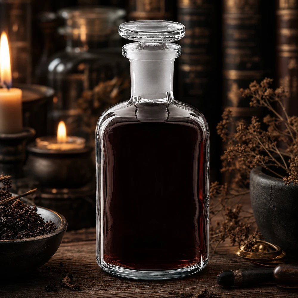 100ml Klarglasflasche Enghals Rundschulterform mit Glasstopfen für Tinkturen und Elixiere