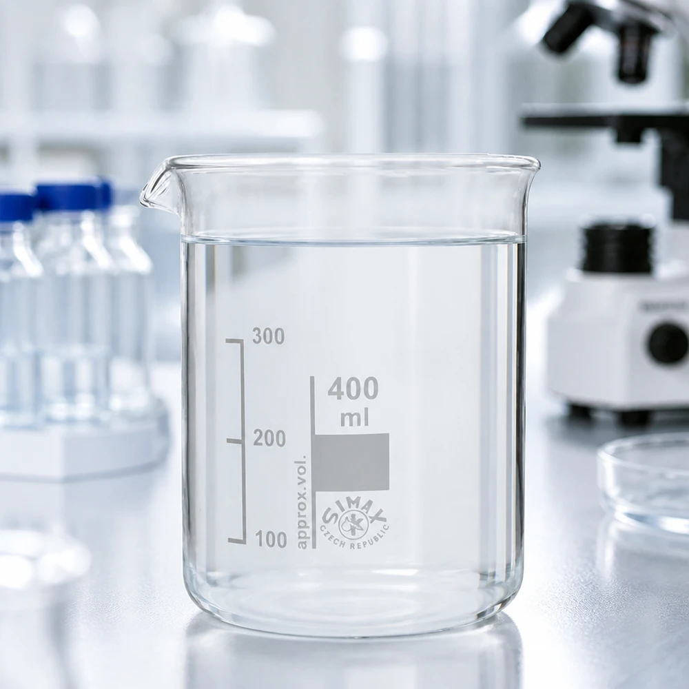 Kompaktes 400ml Laborbecherglas mit ergonomischem Design und praktischem Ausgießrand