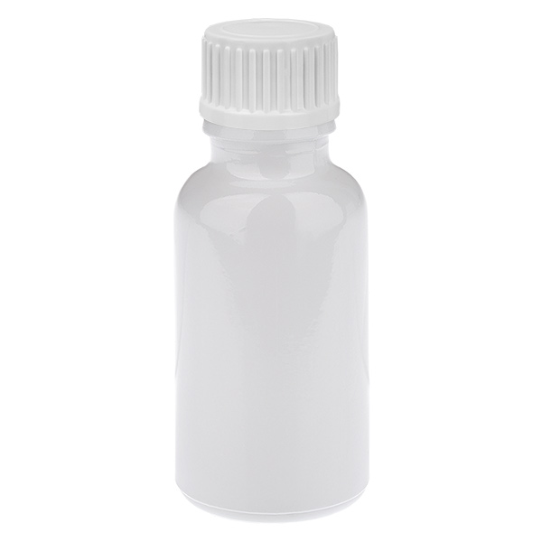 20ml Globuliflasche 3mm Giessring weiß Standardverschluss WhiteL. UT18/20