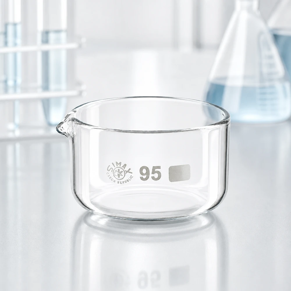 Kristallisierschale mit flachem Boden 300ml zylindrische Form Borosilikatglas hitzebeständig ø95mm