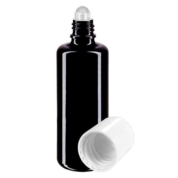 Apothekenflasche violett 50ml Roll-On Verschluss weiß