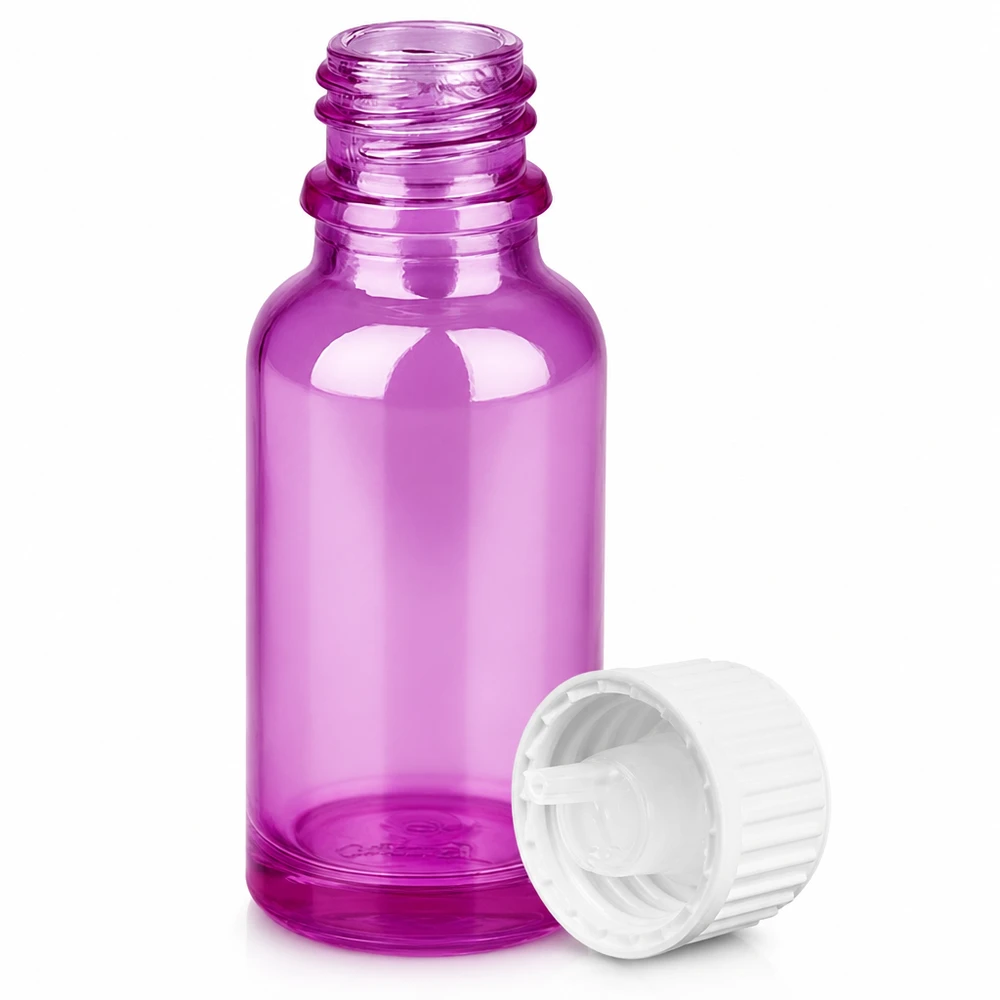 20ml Tropfflasche 0.9mm weiss Standard PurpleLine. UT18/20 Kompakte violette Tropfflasche 20ml mit weißem Deckel für Aromatherapie und Pflege