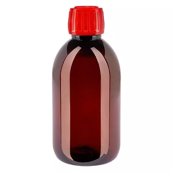 PET Flasche 250ml mit rotem Verschluss Originalitätsverschluss PET Flasche 250ml mit rotem Verschluss Originalitätsverschluss