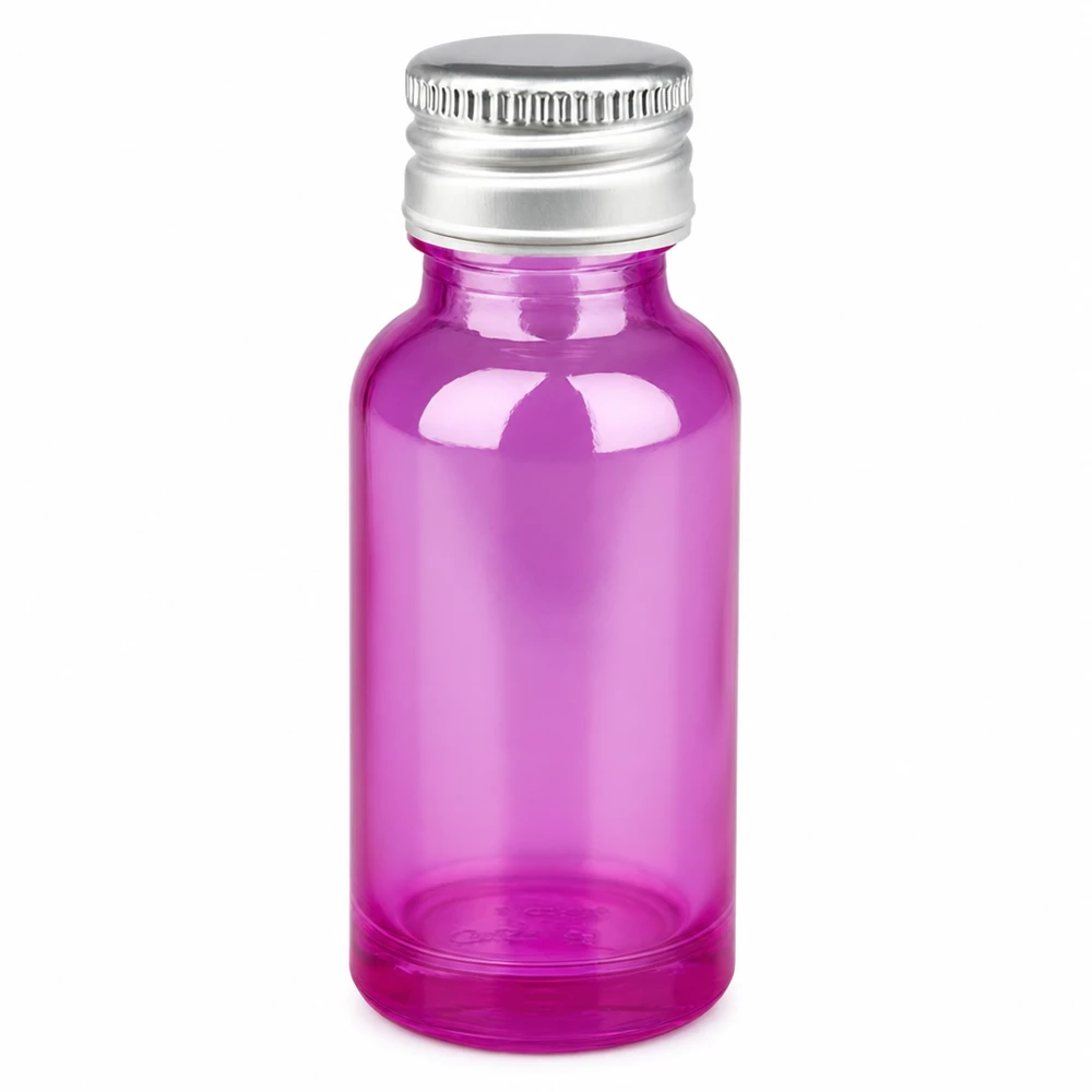 20ml Flasche 11mm Schraubverschluss Alu-Silberer Standard PurpleLine.UT18/20 Kompakte 20ml Flasche in lila transparent mit metallischem Verschluss für kleine Portionen