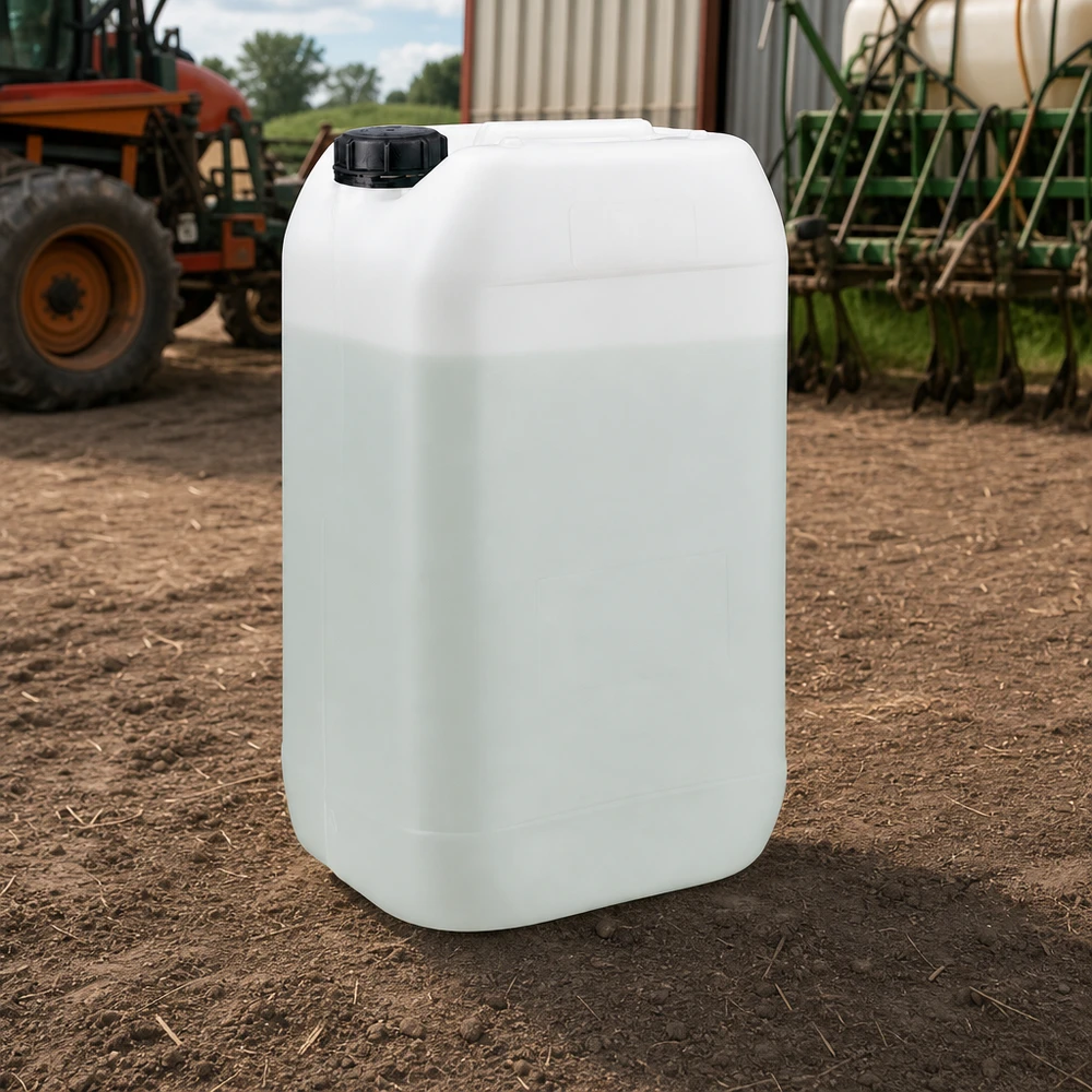 Kanister 15 Liter mit Schraubverschluss Originalitätsverschluss Stapelbarer Agrarkanister 15 Liter weißer HDPE Behälter mit schwarzem Schraubdeckel