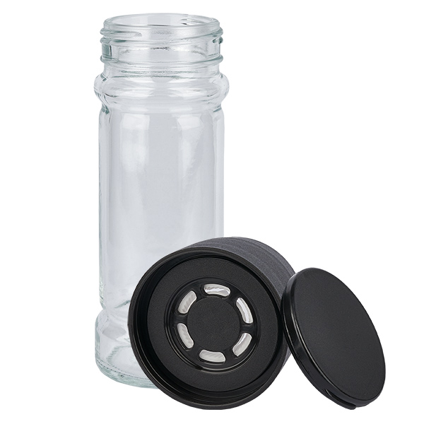 Salz-/Gewürzglas 100ml mit Mühle (grob) schwarz Salz-/Gewürzglas 100ml mit Mühle (grob) schwarz