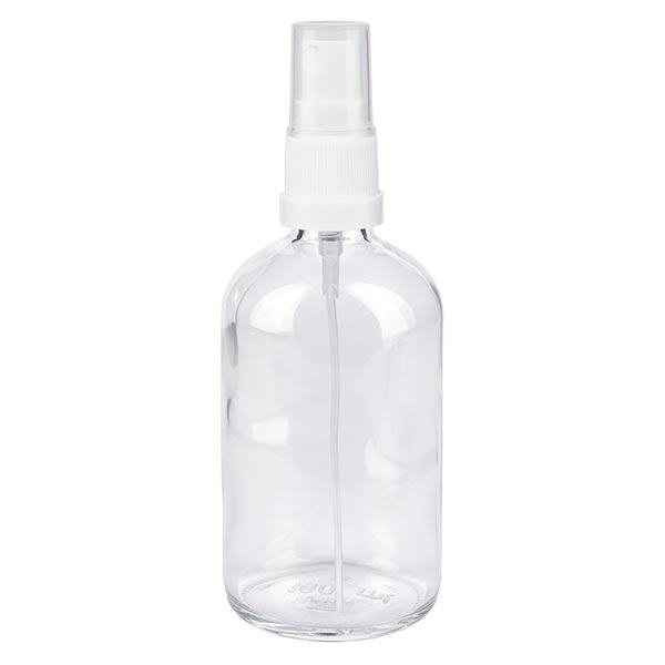 Apothekenflasche klar 100ml Sprayaufsatz weiß Apothekenflasche klar 100ml Sprayaufsatz weiß
