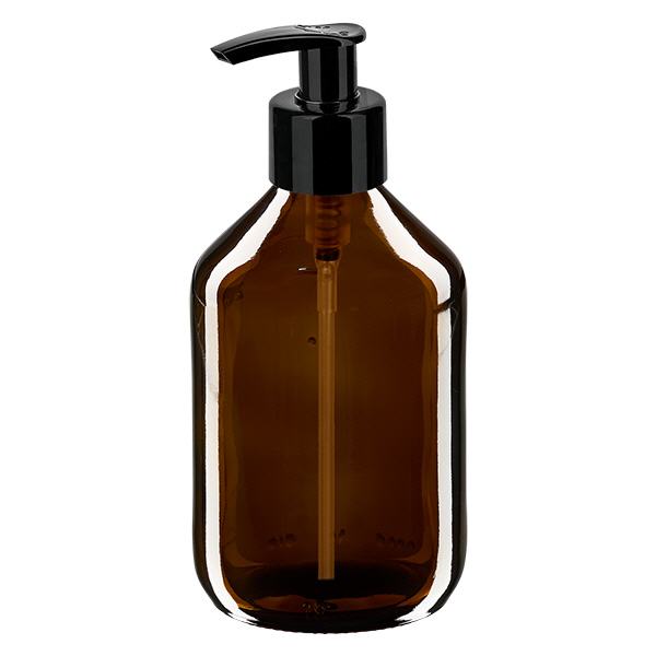 300ml Medizinflasche braun, mit Dispenserpumpe schwarz ApoGlas 300ml Medizinflasche braun, mit Dispenserpumpe schwarz ApoGlas