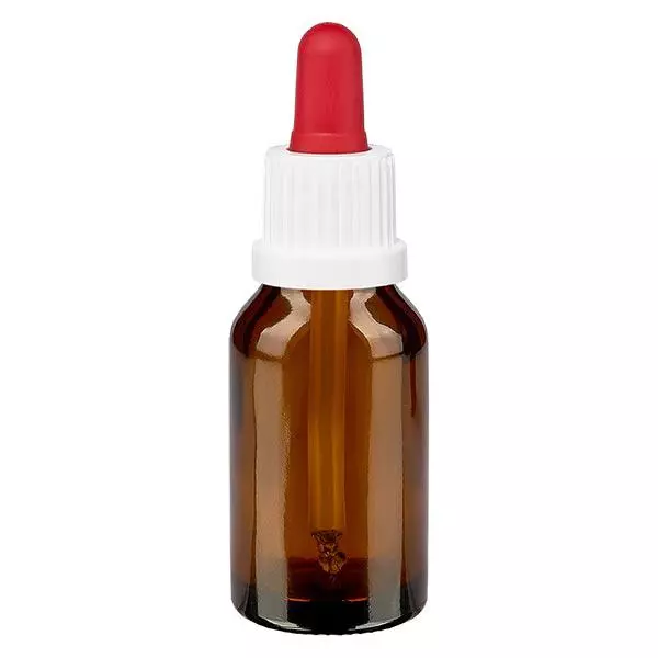 Apothekenflasche braun 30ml Pipette weiß/rot Originalitätsverschluss Apothekenflasche braun 30ml Pipette weiß/rot Originalitätsverschluss