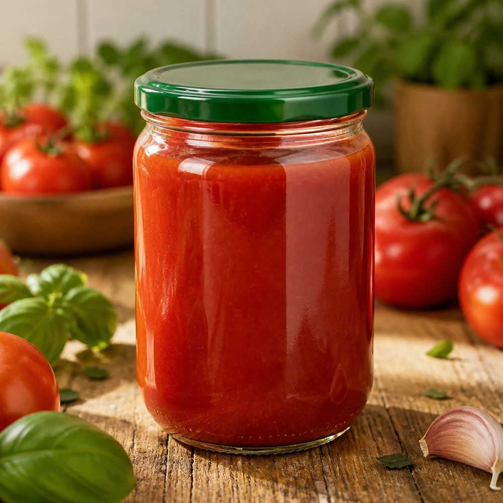 UNiTWIST Rundglas 555ml grüner BasicSeal Deckel Konservierung von Tomatenmark und Passata